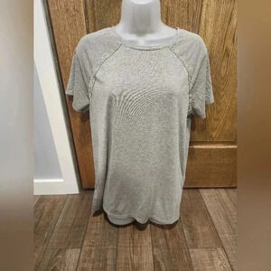Massini Gray Blouse T Shirt Size Med Rhinestones Crew Neck Soft Lightweight CUTE
